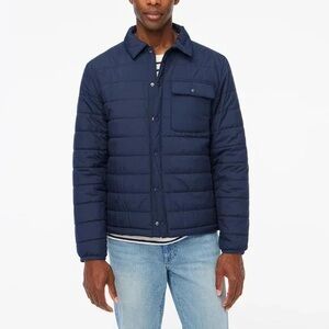 J. Crew Men's Dark Blue Quilted Shirt Jacket
